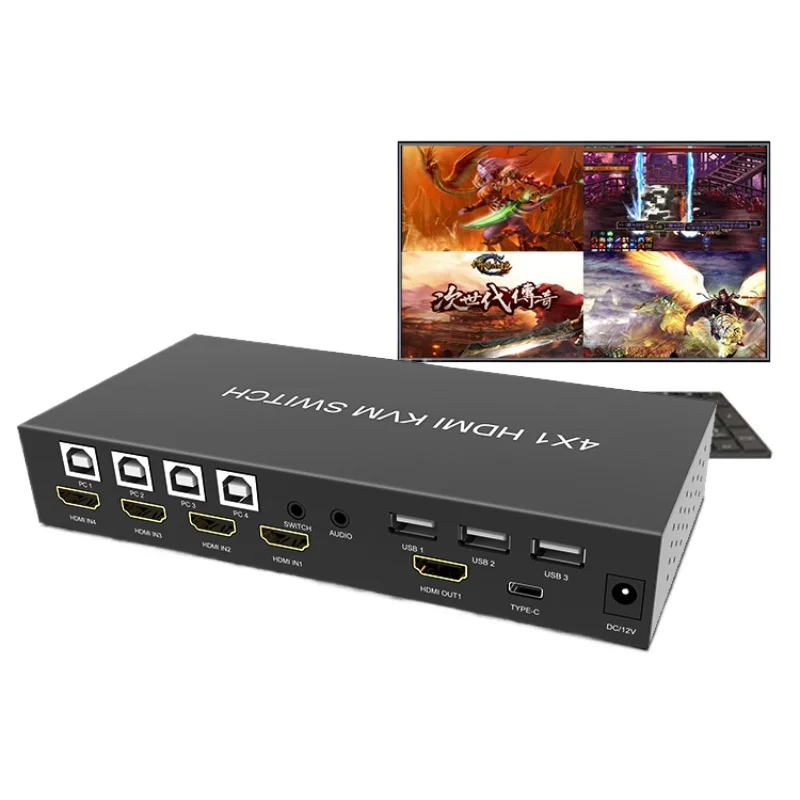 

HDMI split-screen synchronizer one four-in-one-out four-port computer screen game sharing mouse and keyboard 4k points