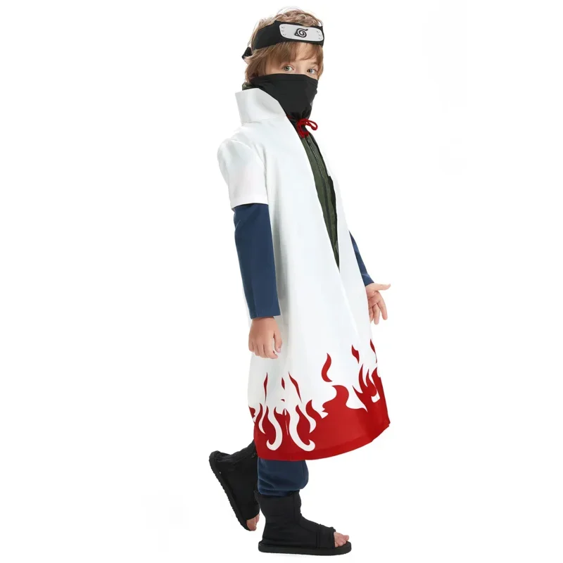 2025 A Kids 4Th Hokage Namikaze Minato Cosplay Costume Anime Boys Cloak Outfits Children Halloween Party Role Play Clothes New