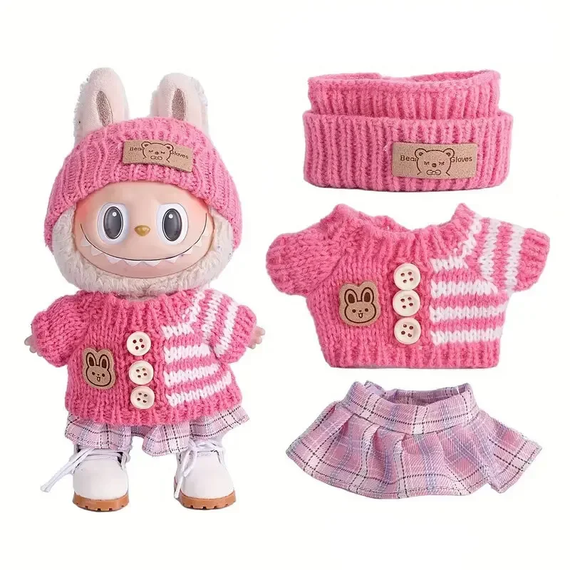 Per Labubu Abbigliamento per bambole Set di maglioni carini 17 cm Abbigliamento Scarpe Accessori per bambole fai da te Formazione Seduta Giochi di società Giocattoli Regali