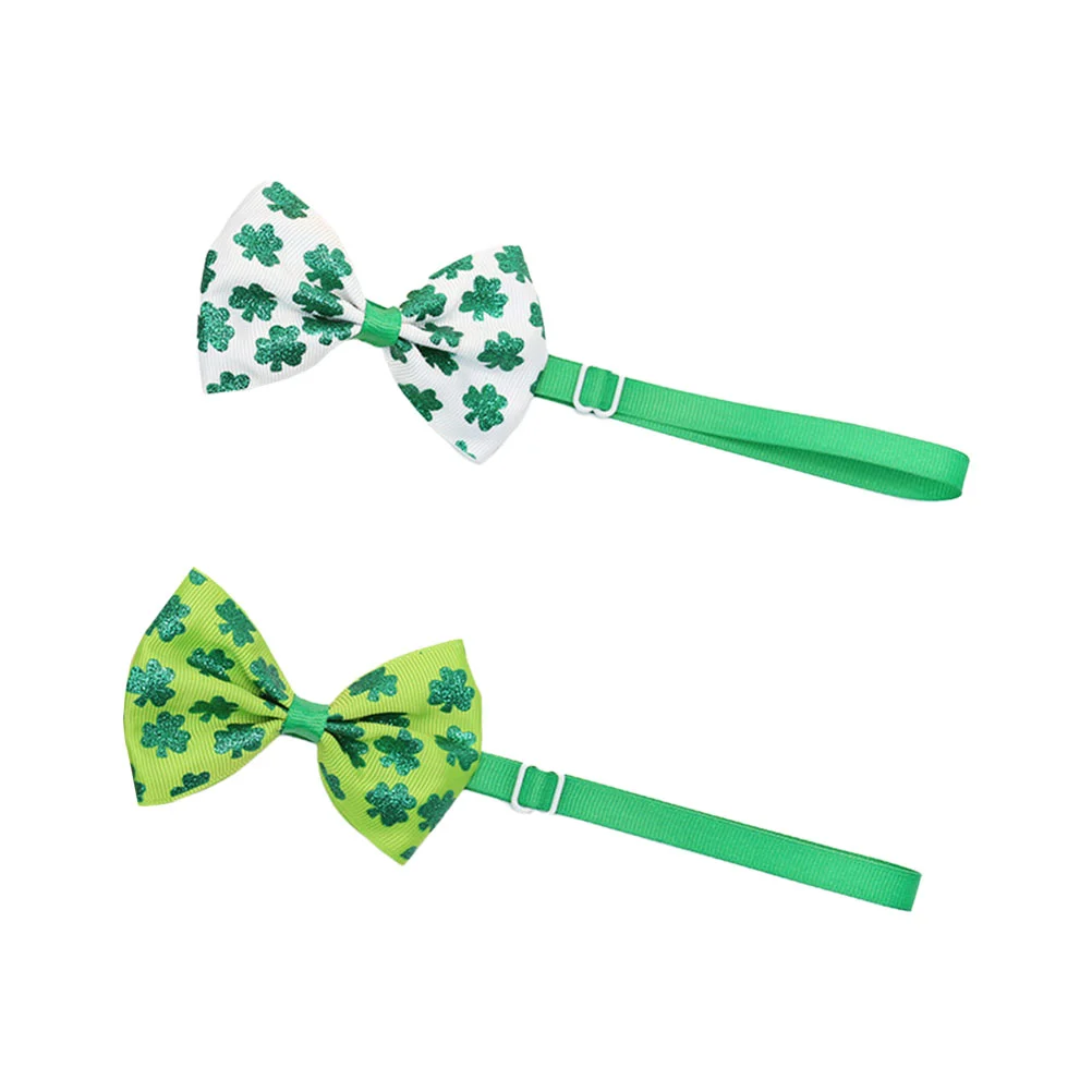 

2pcs Irish's Festival Party Pet Bow Ties Pet St Patrick's Day Costume Clovers Bow Ties St Patrick's Pet Bow Tie