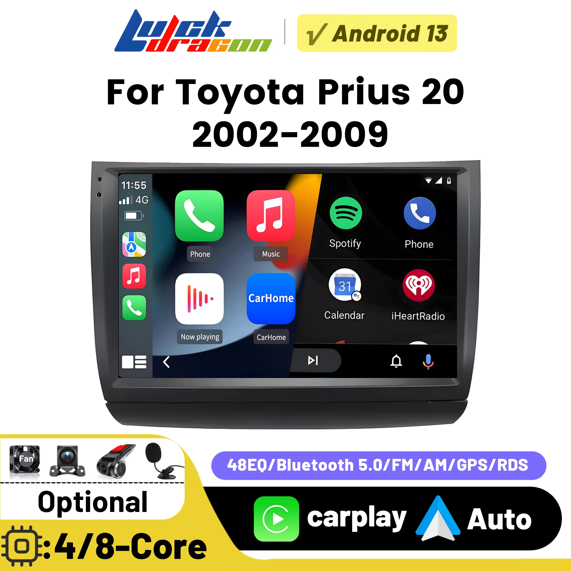 Android 13 Carplay Auto For Toyota Prius 20 2002 2003 2004 2005 2006 2007 2008 2009 Car Radio Multimedia Player Video Stereo DSP