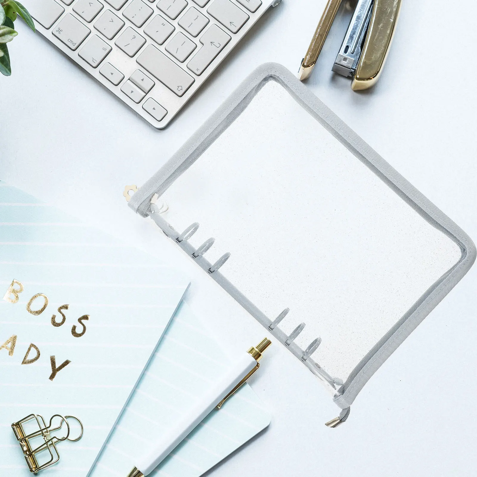 

Zipper Notebook Cover Lightweight Pvc Aesthetic Binder For School Office Anti-Slip Loose-Leaf Notebook Shell