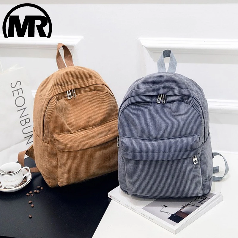 MARKROYAL Pure Color Corduroy Backpack Fashion Women School Backpack Women Backpack Teenger Girl School Bags Female Bagpack