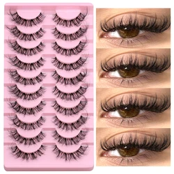 GROINNEYA Fluffy Eyelashes 5/10 Pairs Natural False Eyelashes Long Makeup Reusable 3D Curl Lashes Extension Eyelashes for Beauty