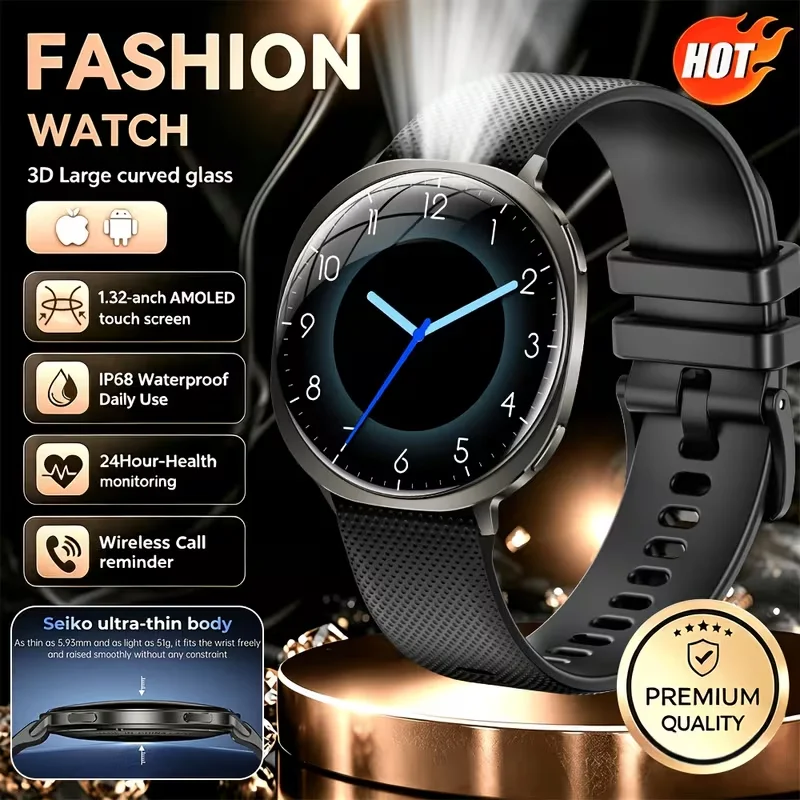 2026 New 1.32-inch AMOLED Smart Watch Ultra-thin Women Watch Heart Rate Health Bluetooth Call Waterproof Smartwatch