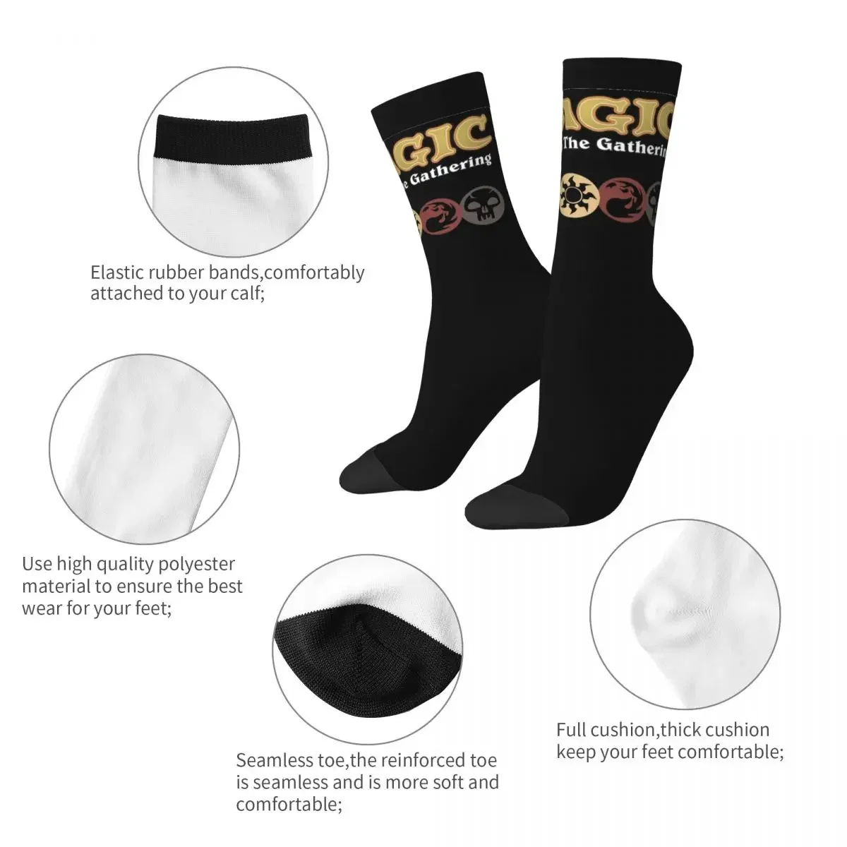 Retro Magic Games Gathering MTG Sports Socks Polyester Middle Tube Socks for Women Men