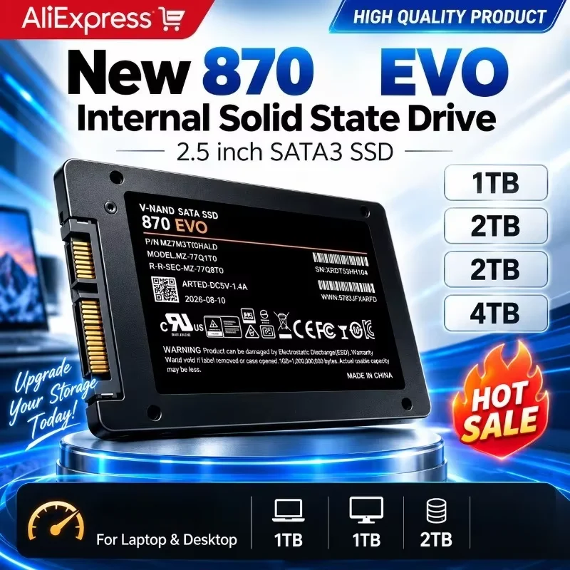 Internal Solid State Drive 870 EVO 2.5 Inch SATA3 SSD 500GB 1TB 2TB 4TB Hard Disk Solid State Drive for Laptop Desktop
