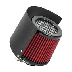 High Flow Cold Air Intake Filter Heat Shield Cover Universal Car Air Filters Adjustable Stainless Steel Protective Cover