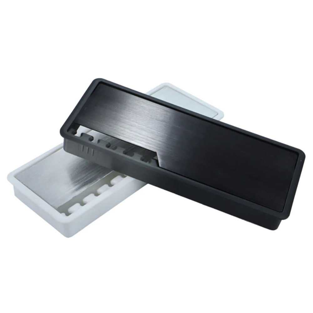 Rectangular Computer Desktop Line Hole Decorative Cover Aluminum Desk Outlet Wire Hole Cover Grommet Desk Cable Hole Cover