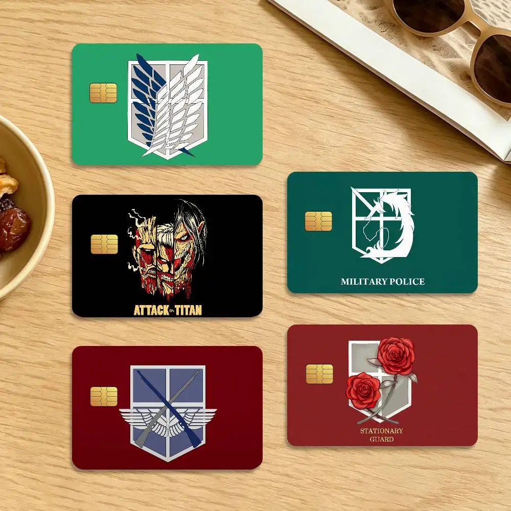 Attack on Titan Survey Corps 4Pcs Waterproof Scratch Resistant Card Skin Stickers Fashion Decorative for Credit Debit Bank