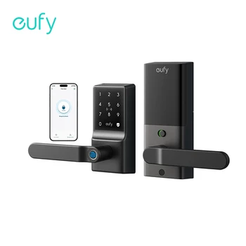 Eufy 핸들이 있는 지문 키리스 문짝 잠금 장치, 생체 인식 문짝 손잡이, Wi-Fi 앱 리모컨, C33 