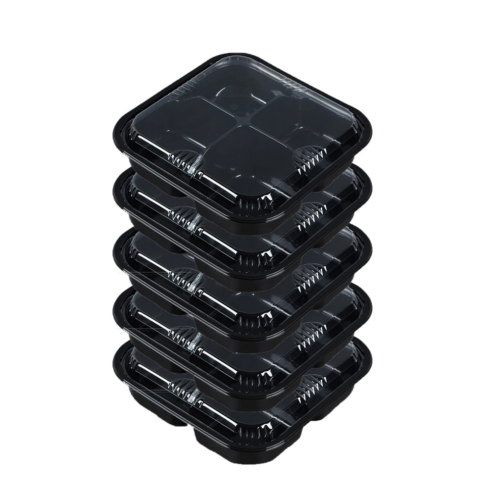 

10pcs 4-Grid Plastic Fruit Storage Boxes Leak-Resistant Food Containers For Salads Takeout Bakery Snacks Container Case Home