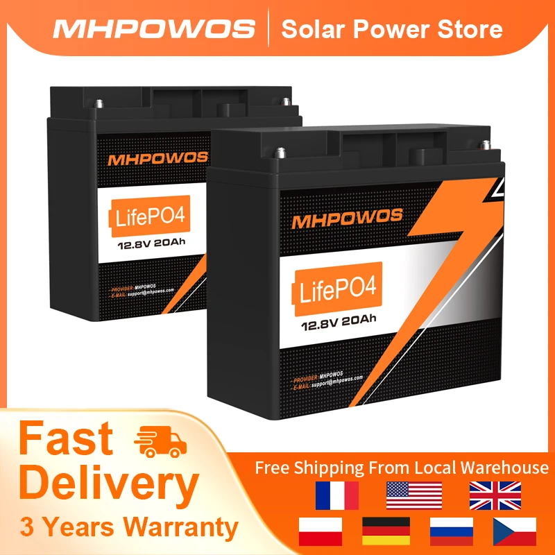 

MHPOWOS 12 В/24 В LiFePO4 аккумулятор с BMS до 15000 циклов 20 Ач 100 Ач 200 Ач для домашней солнечной батареи для гольф-кара на колесах