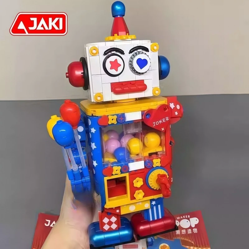 JAKI Klaun Skręcający Jajko Robot Składający Klocki Anime Kreskówka Model Ozdoba na Biurko Kolekcjonerski Prezent dla Dzieci na Święta