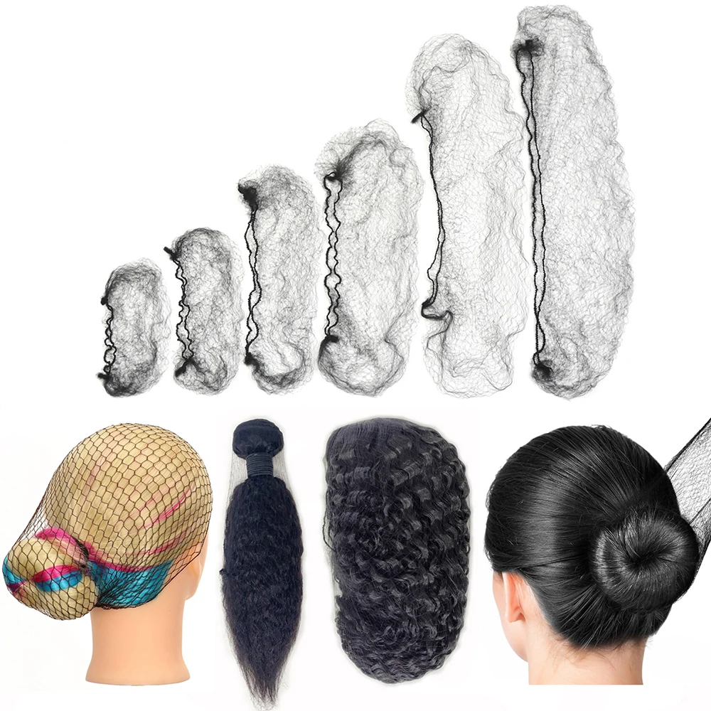 

New 18/24Inch Durable Nylon Hair Net For Hair Bun Hair Hairstyle Tool Black Invisible Elastic Edge Mesh Hair Styling Hairnets
