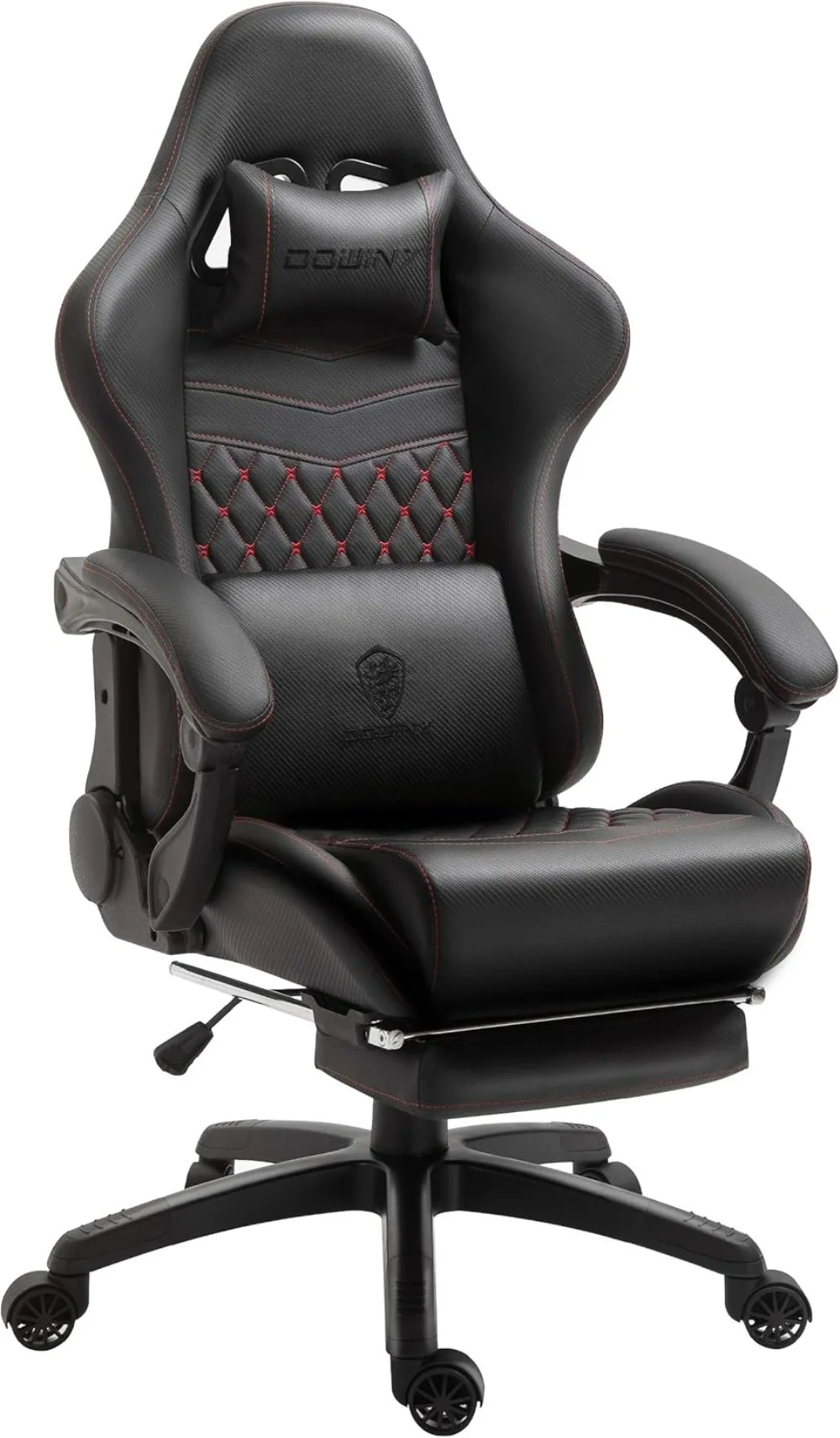 Dowinx Gaming Office, PC with Massage Lumbar Support, Vintage Style PU Leather High Back Adjustable Swivel Task Chair with