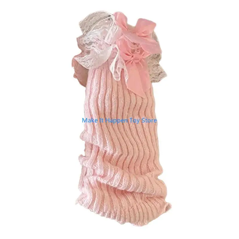 28EC الدانتيل Bowknot غطاء الساق تدفئة الساق زي اكسسوارات جوارب بنات المدرسة #4