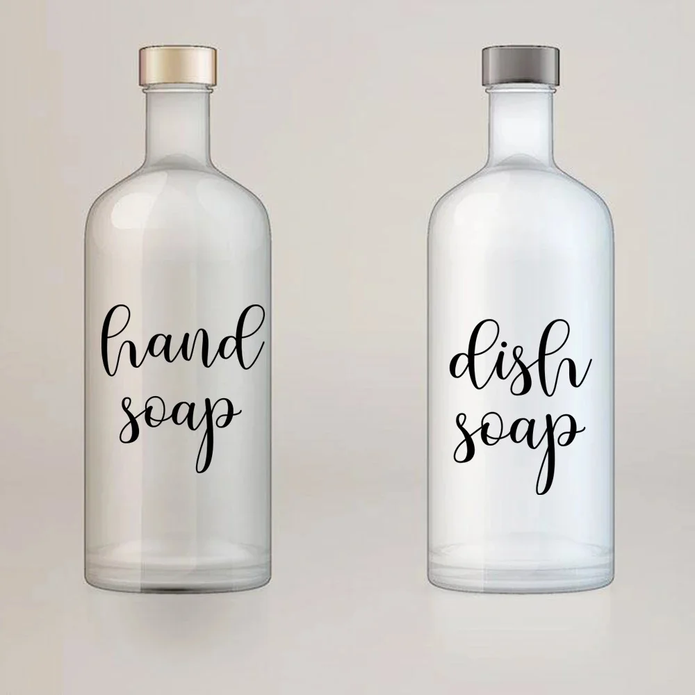 2Pcs Hand Soap Dish Soap Bottle Labels Sticker Decal Santizer Kitchen Bathroom Bottle Lotion Santizer Vinyl Decor