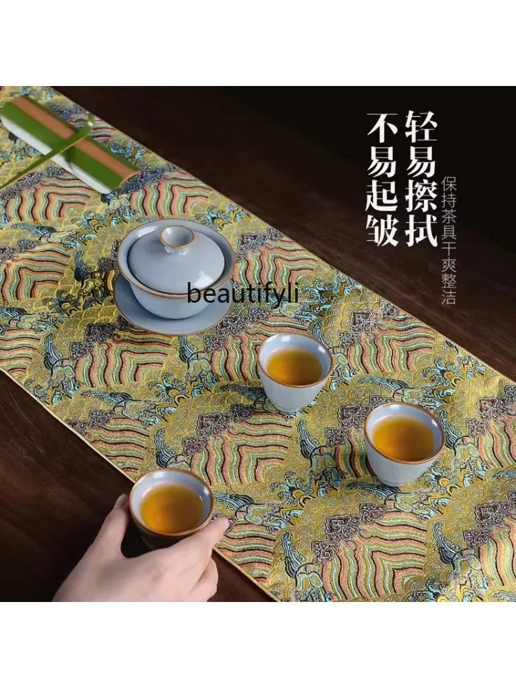 New Chinese Style Zen Table Runner Brocade Tea Mat Classical Tea Table Cloth Cushion Quaint Tea Tray Mat  Teacup Mat