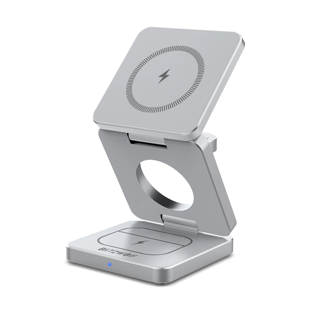 BlitzWolf BW-iw30 3-in-1 Foldable Magnetic 15W Wireless Charger Fast Charging Sation for 15 14 13 12 Pro Max for Smart Phone