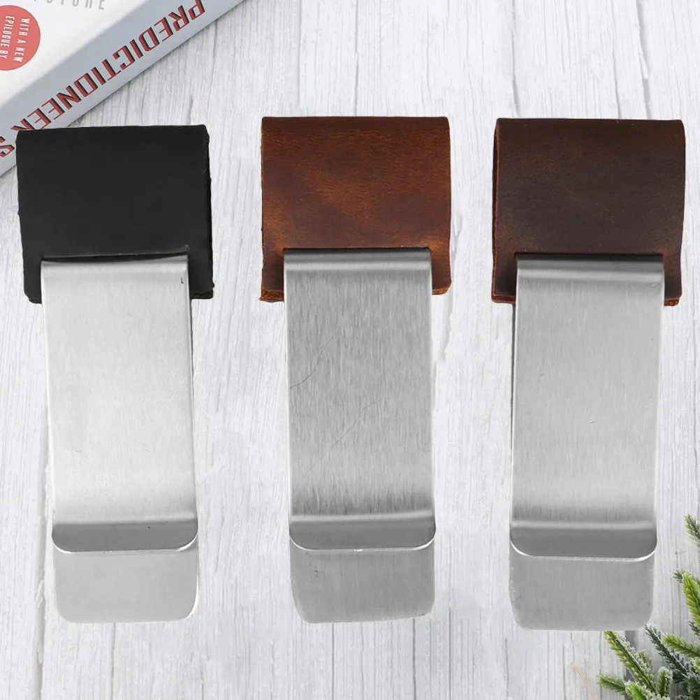

3Pcs Stainless Steel Pencil Clip Set Horsehide Material Portable Pen Holder for Students Teachers Doctors Nurses Daily