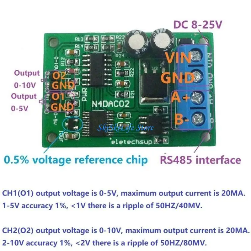 E65E Compact N4DAC02 DC12V 2 Kênh Tín hiệu Tín hiệu điện áp để theo dõi từ xa