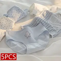 5Pcs/Set Cute Rabbit Underwear Cotton Panties For Women Print Girls Briefs Female Sexy Lingerie Soft Breathable Seamless Shorts
