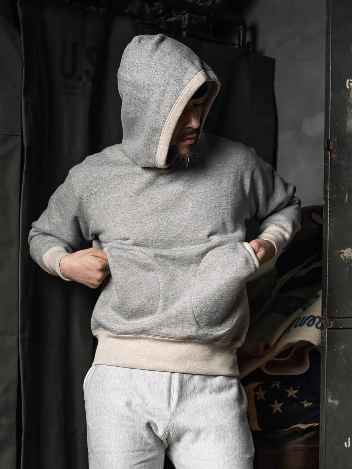 Rugged Bronson 1930s Boxing Pockets Hooded Sweatshirt Extra Heavy Weight Cotton Hoodies