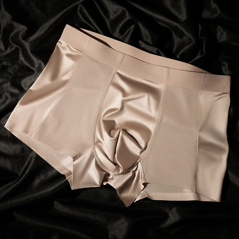 2 قطعة/المجموعة الحرير الجليد سلس الملابس الداخلية رجل جذوع رجل الملابس الداخلية الملاكم سريعة الجافة الملابس الداخلية رجل سراويل بوكسر الرياضة الرجال السروال #4
