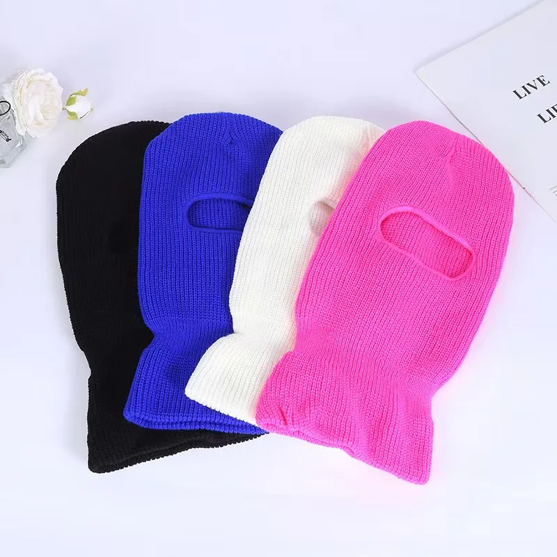 1 STÜCK Winter Strickmütze Warme Weiche 1 Löcher Full Face Ski Hut Kapuze Motorrad Helm Armee Taktische Hut Mode Frauen Männer