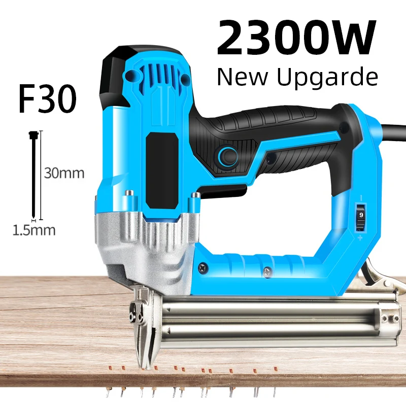 2300W Electric Nail Gun 220V Woodworking Tools Electrical Straight Staple Nail F30/F25/F20/F15 Furniture Nailing Stapler Shooter