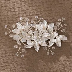 Moda perla fiore Clip colore argento pettini per capelli accessori per gioielli da sposa da sposa copricapo per donna sposa ornamenti per capelli