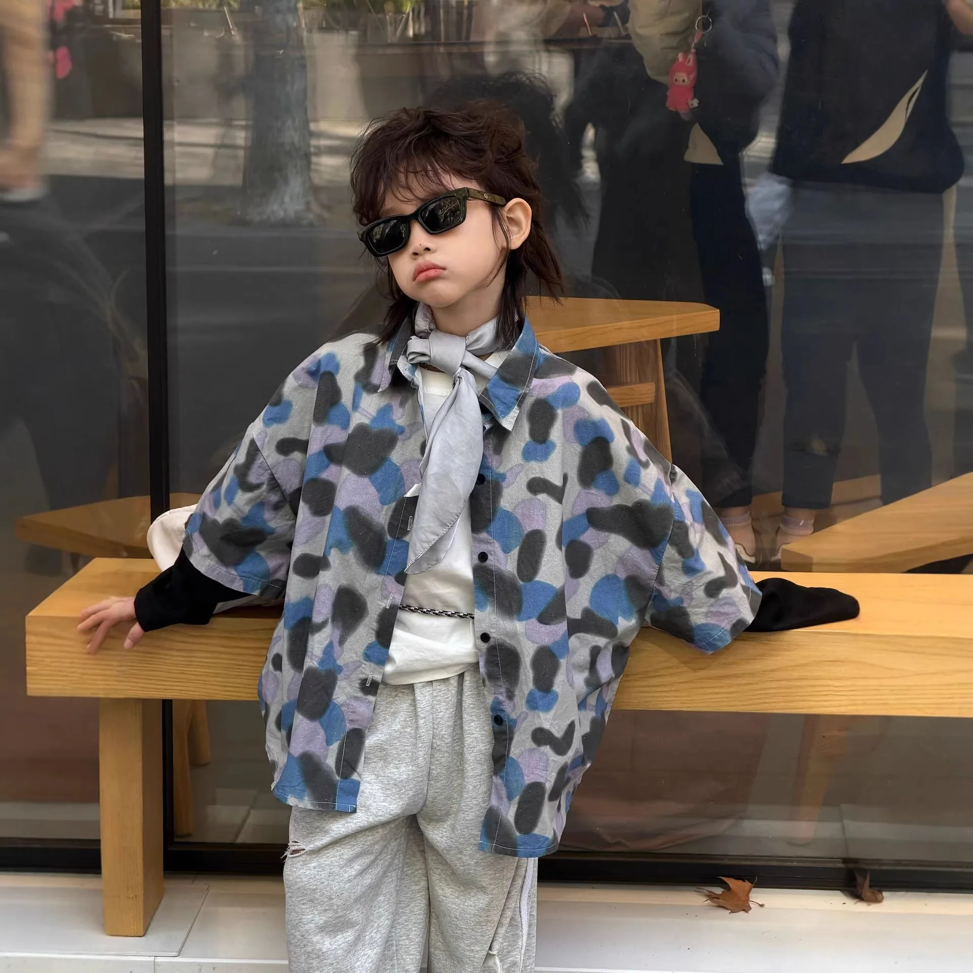 

Children Clothes Spring Kids Shirt 2026 New Printed Cotton Fake Two Shirt Boys Handsome Long Sleeve Kids Casual Top