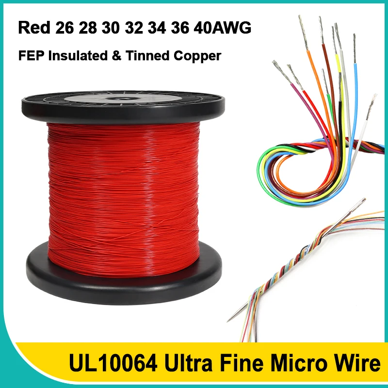 

10 ~200M UL10064 Ultra Fine Micro Electric Wire 26/28/30/32/34/36/40AWG FEP Plastic High Conductivity Copper Cable DIY Soldering