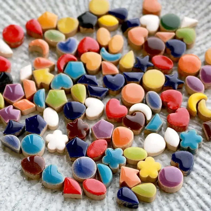 50g Porcelain Mosaic Tiles DIY Craft Ceramic Tile Mosaic Making Materials hobby pieces bulk heart shape  star