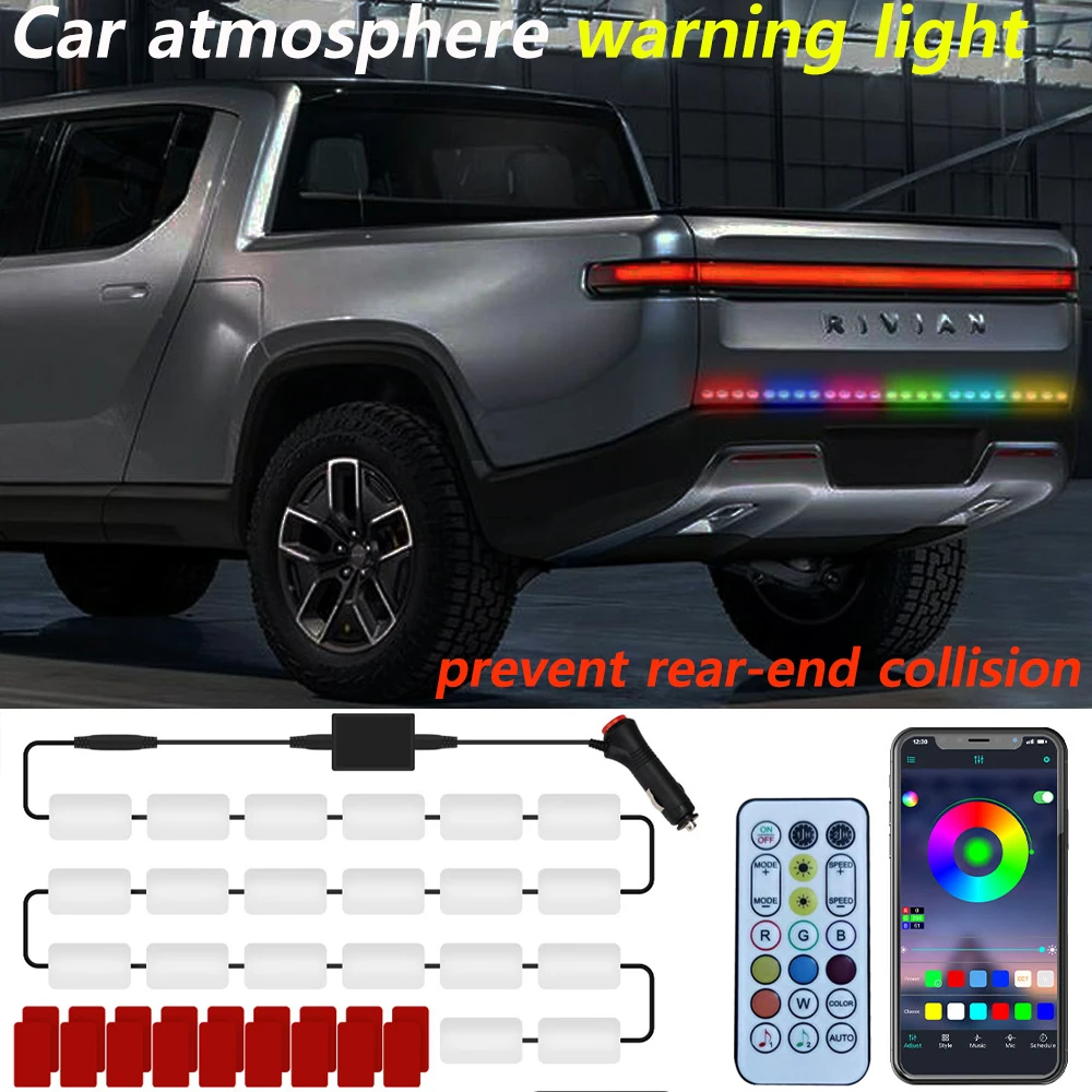 

Car Light Atmosphere Interior Ambient Fiber Optic Strips With Trunk RGB LED Bluetooth APP Control Music Sync Neon Warning Light