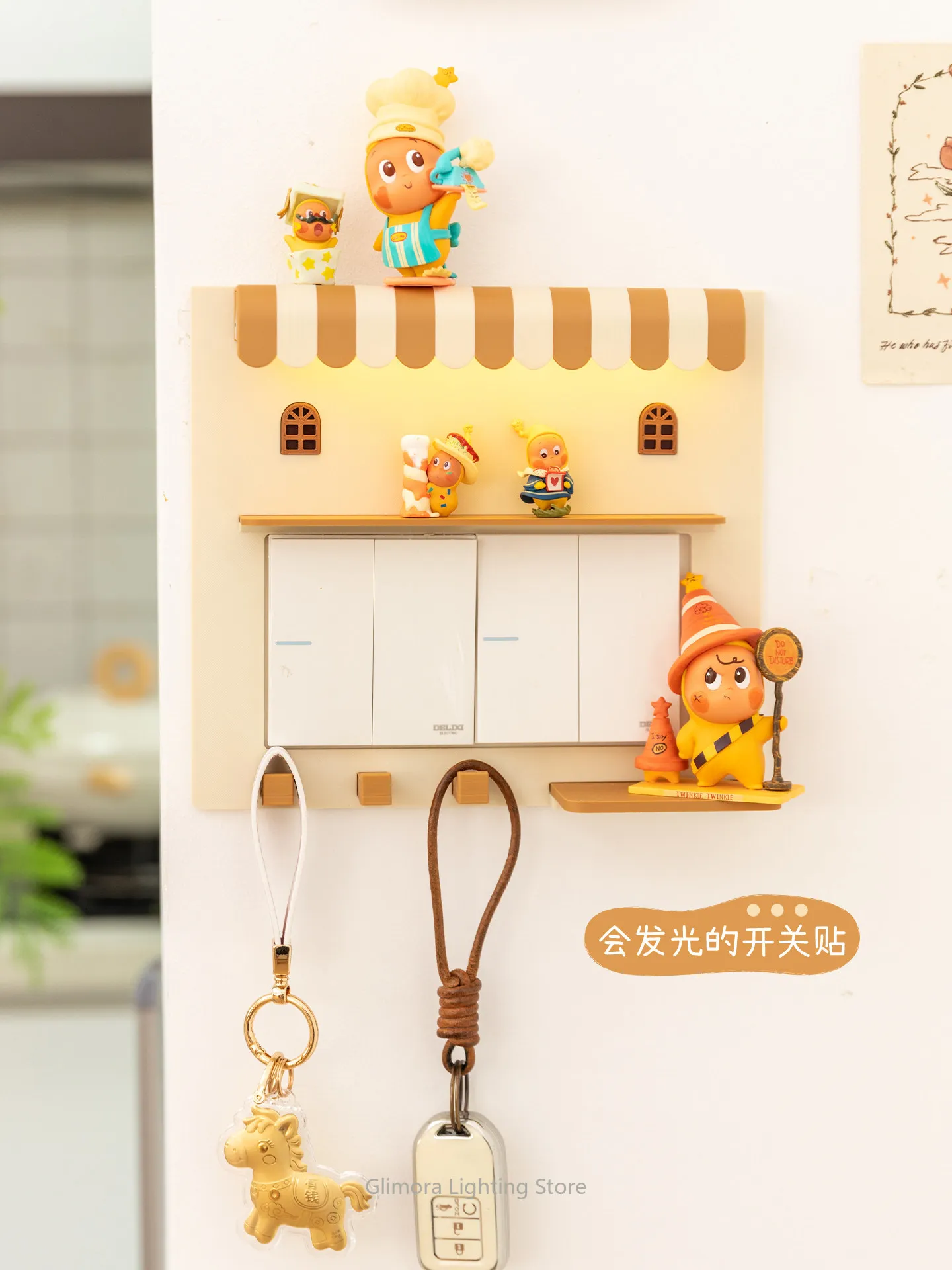 Protective Switch Cover Frame for Outlet Panel, Decorative Night Light with Wall Hook, Concealing Decor Sticker, Glow in Dark