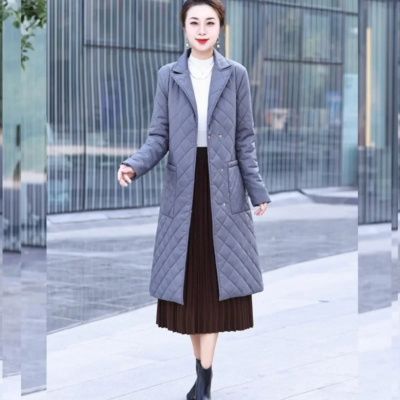 2025 New Winter Parkas Long Down Cotton Jacket Women Korean Female Casual thin Warm Windproof cotton Clothes Loose Overcoat T745