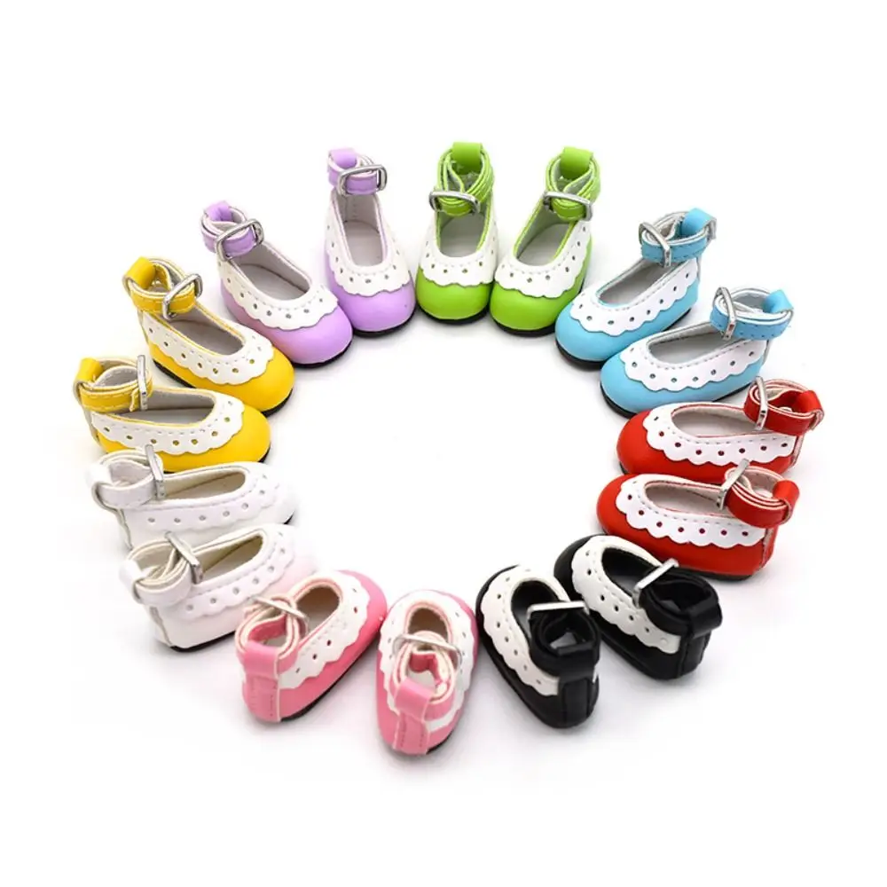 Zapatos de muñeca de 4,5 cm de longitud y 4,5 cm de longitud, zapatos de cuero brillantes DIY de PU, Mini zapatillas de deporte coloridas a escala 1/6, zapatos de muñeca BJD