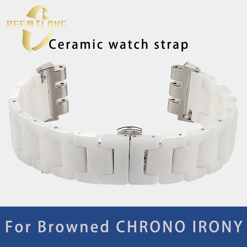 Ceramic watch strap 21mm Toothed joint white black smooth delicate men women watchband bracelet For Swatch Browned CHRONO IRONY