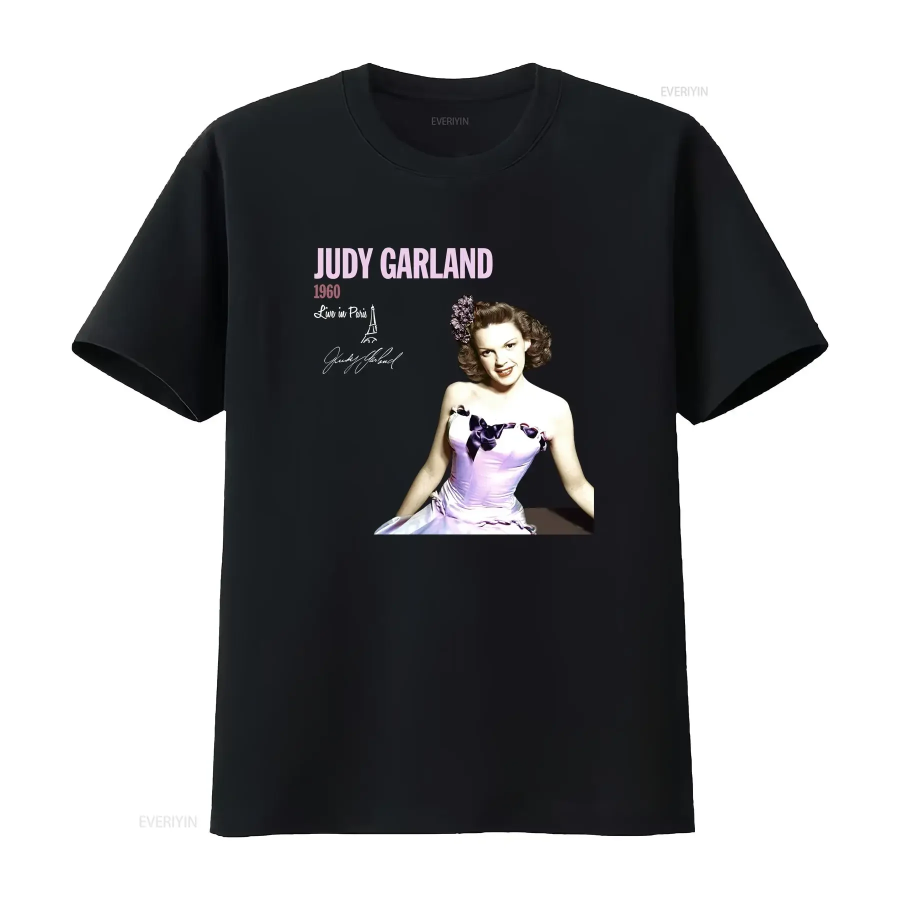 Seltene Judy Garland Live in Paris Signatur für Fan-T-Shirt TMB2279, lange oder kurze Ärmel, Vintage-Waschung, Casual, Unisex, weich