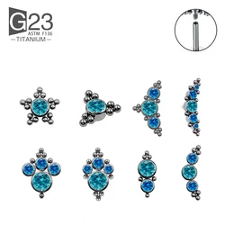 Earrings For Women Piercing Body Jewelry Luxury Blue Zircon ASTM F136 Titanium 16G Body Helix Piercing Septum Ear Dilations