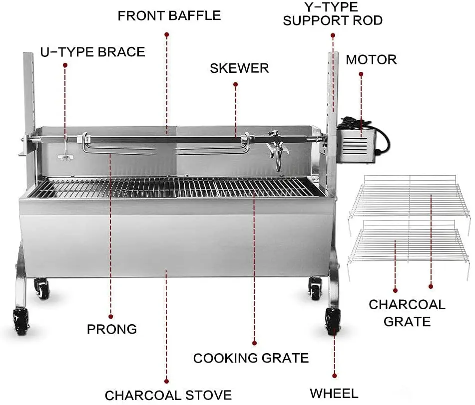 Whole Lamb Hog Pork Roasting Machine BBQ Charcoal Grills racks Roaster Spit Rotisserie Grill Outdoor Camping Barbecue