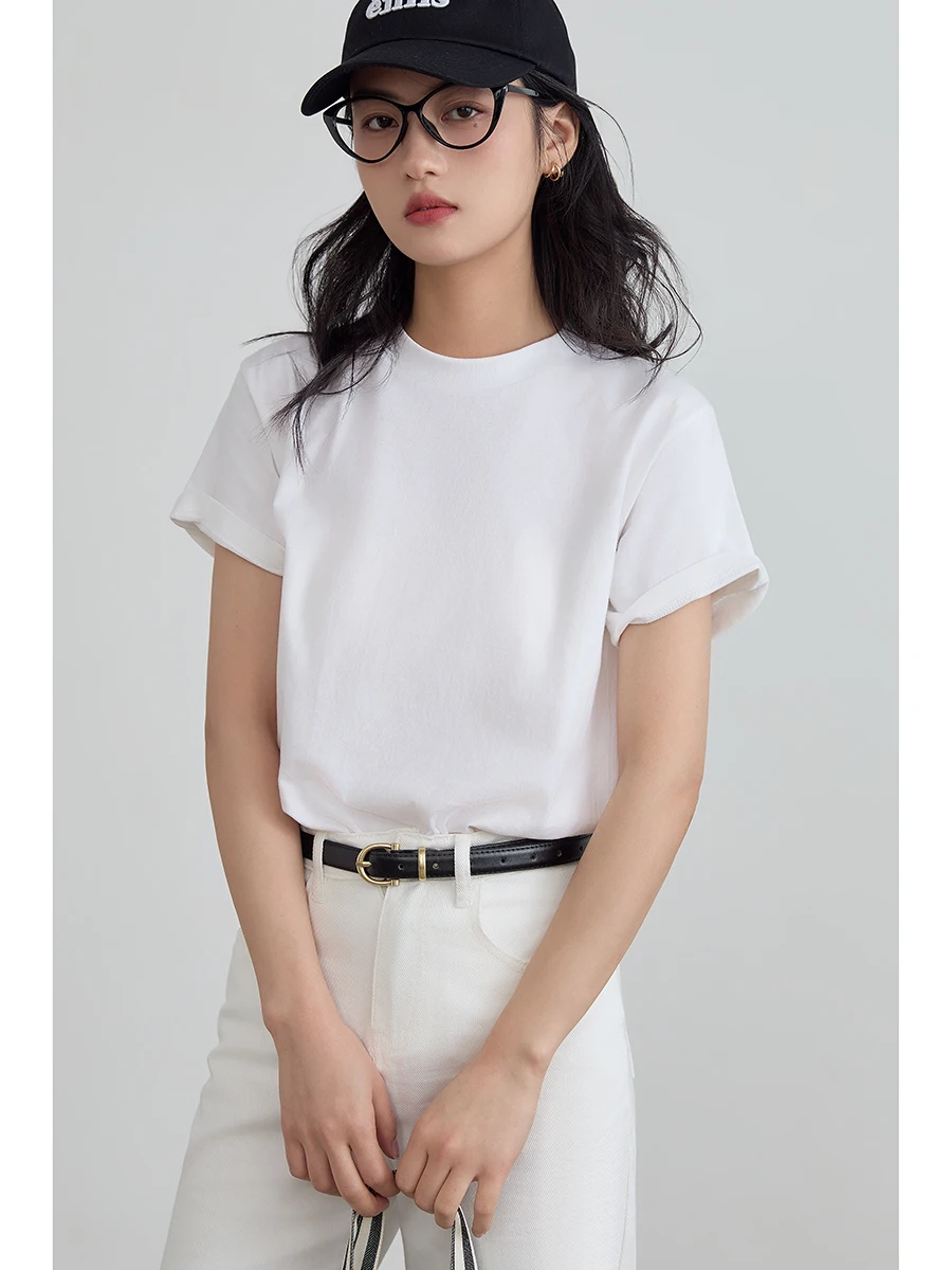 

Белая хлопковая футболка женская свободного кроя для лета, простая универсальная нижняя одежда, однотонный топ без рукавов, базовая футболка