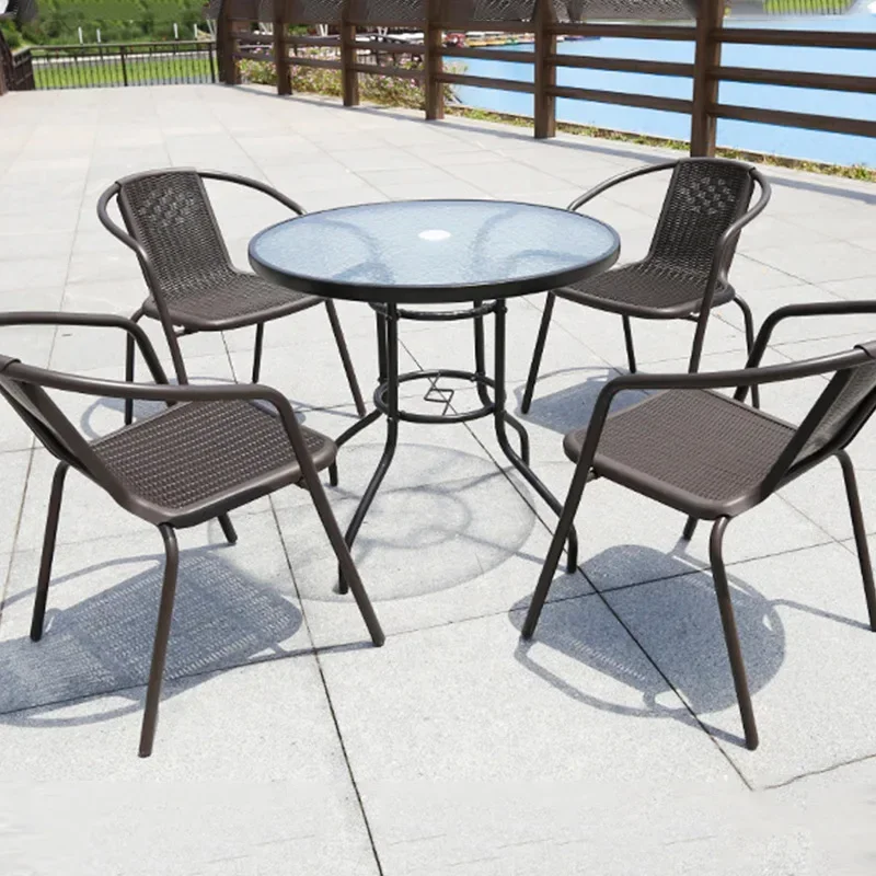 Yard garden outdoor table and chairs courtyard with umbrella coffee table combination