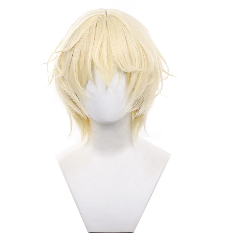 Luka Cosplay Wig with Ponytail 35cm Short Milk Golden Wig R7 design Anime Cosplay Wigs Heat Resistant Synthetic Wigs Halloween