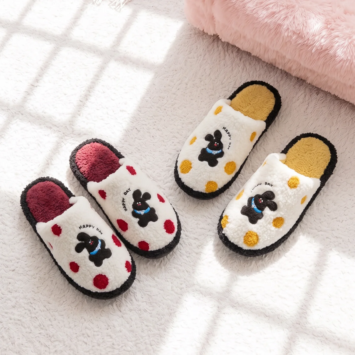 Lidani Cute Anti-Slip Warm Cotton Slippers for Ladies Comfortable Home Footwear Soft Slip-On Design