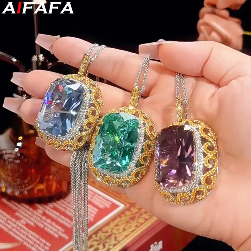 

5A Garde Big Pendant Necklace 20*28mm Stone Piercing Pendants with 55cm Chain Fashion Accessories Jewelry