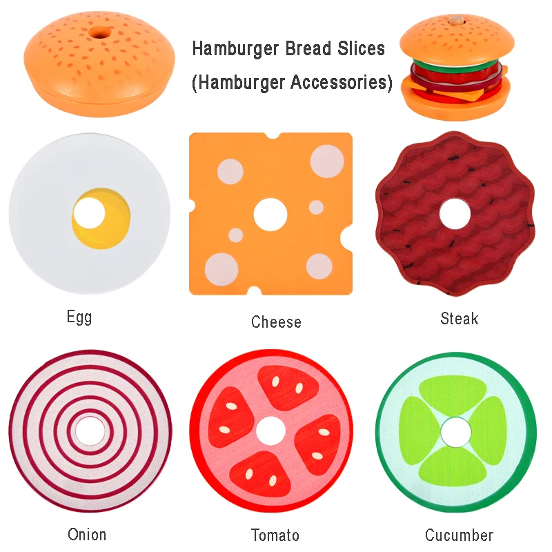 Zabawki symulacyjne dla dzieci, burgery / kanapki, zestawy kolumn, zmontowane dopasowanie, gra domowa kuchnia / gra restauracyjna