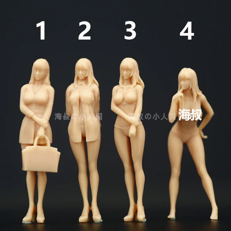 Mini estatueta brinquedos 3d impresso modelo branco 1/43 escritório feminino secretário diorama sem pintura diy cena em miniatura figura acessórios